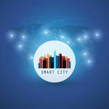 Smart City Design Concept - Digital Network Connections Stock Illustration