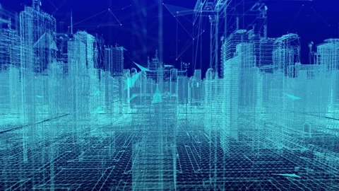 Smart City Digital Cyberspace, Digital Data Network Connections, Global Stock Footage 168190043