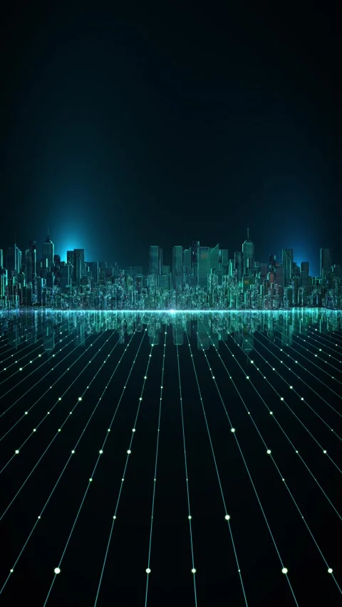 Smart City Digital Grid with Connected Urban Infrastructure Stock Footage 342611352