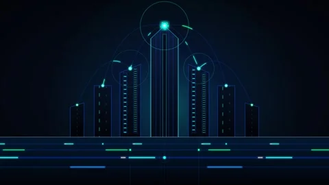 Smart city digital infrastructure network abstract animation with data conn.. Stock Footage 337566873