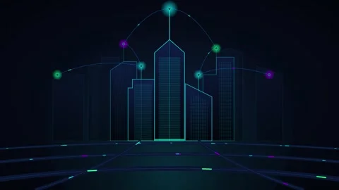 Smart city digital infrastructure network abstract animation with glowing d.. Stock Footage 337566876