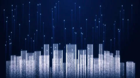 Smart City Digital Skyline AI IoT Big Data Stock Footage 317080296