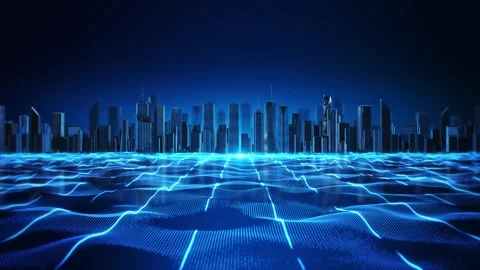Smart City Digital Terrain with Spatial Data and Future Infrastructure Stock Footage 342612258