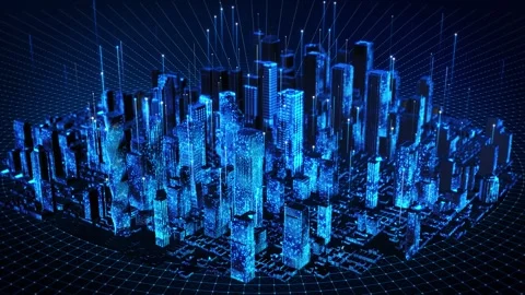 Smart City Digital Twin with AI Urban Planning and Connected Infrastructure Stock Footage 342611237