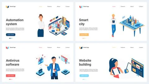 Smart city facility, system automation, cybersecurity, website building and tiny Ilustración de archivo