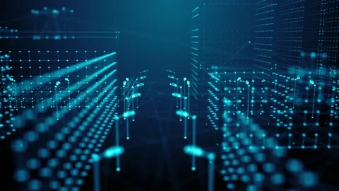 Smart city of the future connected information technology hologram digital city Stock Footage 158785514