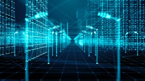 Smart city of the future connected information technology hologram digital  Ilustración de archivo