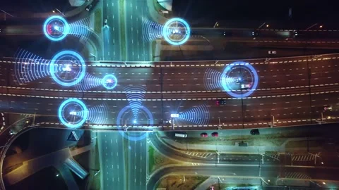 Smart city of the future at night. View ... | Stock Video | Pond5