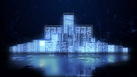 Smart city futuristic technology internet connection digital data background Stock Footage 166834084