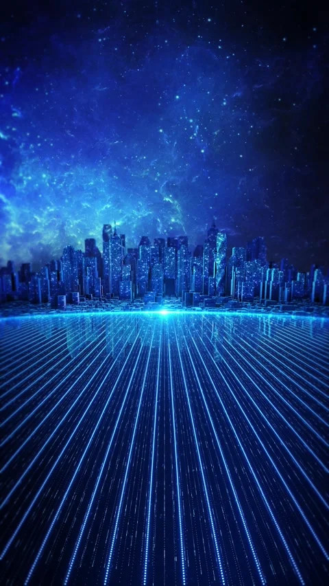 Smart City with High Speed Data Highway and Digital Network Stock Footage 342612886