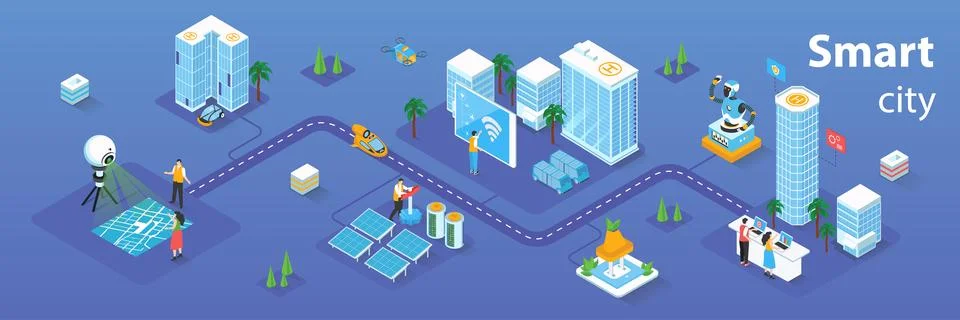 Smart City Isometric Web Concept Stock Illustration