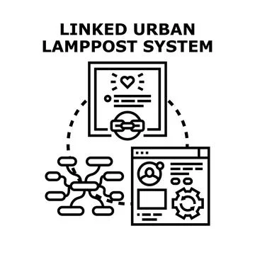 Smart city lamp post system integrating urban services Stock Illustration
