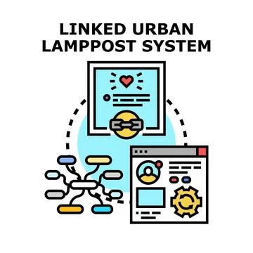 Smart city lamp post system integrating urban services Stock Illustration