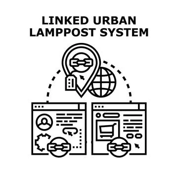 Smart city lamppost system linking urban services Stock Illustration