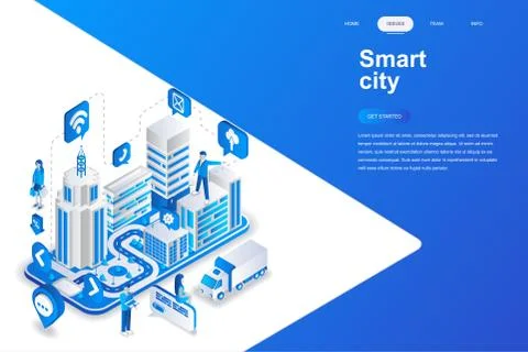 Smart city modern flat design isometric Stock Illustration