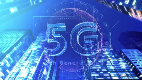 Smart City Network 1 5G 5 F2 blue Stock Footage 153361290