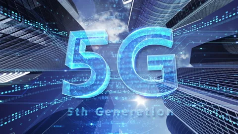 Smart City Network 5 5G 01 blue Stock Footage 153381522