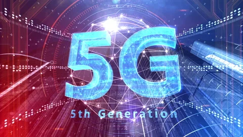 Smart City Network 5 5G 02 red Stock Footage 153381562
