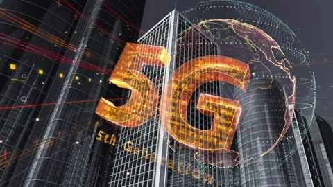 Smart City Network 5 5G 04 black Stock Footage 153383939