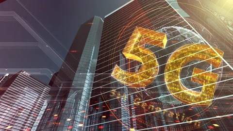 Smart City Network 5 5G 12 red Stock-Footage 153385635