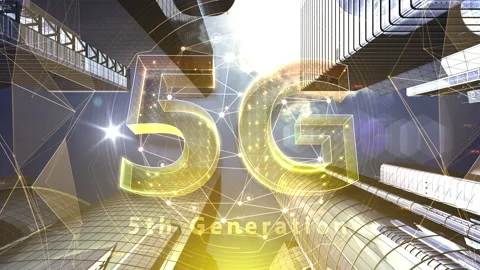 Smart City Network 5 5G 18 red Stock Footage 153386322