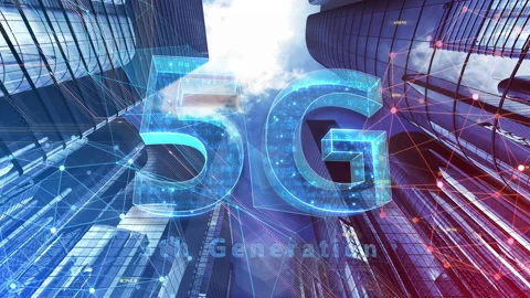 Smart City Network 5 5G 22 red Stock Footage 153387516