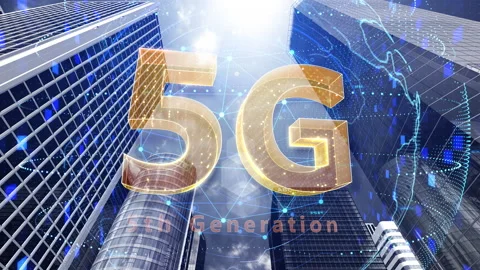 Smart City Network 5 5G 23 blue Stock Footage 153387531