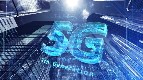 Smart City Network 5 5G 27 blue Stock-Footage 153388201