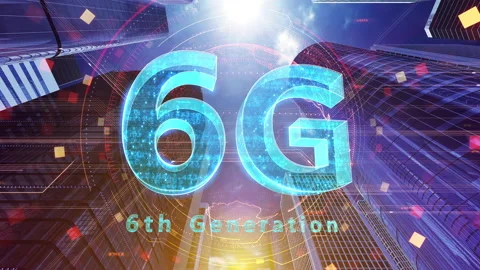 Smart City Network 5 6G 05 red Stock Footage 153390127