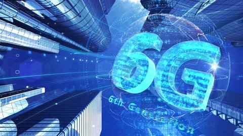 Smart City Network 5 6G 04 blue Stock Footage 153390149