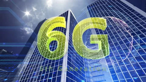 Smart City Network 5 6G 12 blue Stock Footage 153390614