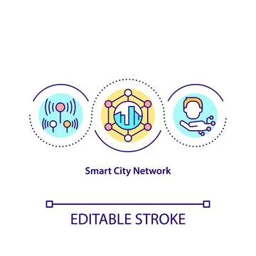 Smart city network concept icon Stock Illustration