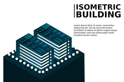 Smart city or intelligent building isometric vector concept. Modern smart cit Stock Illustration