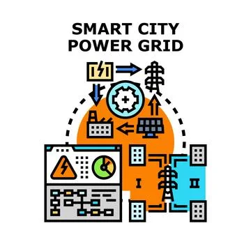 Smart city power grid vector illustration Stock Illustration
