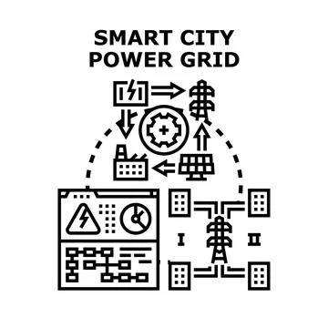 Smart city power grid vector illustration Stock Illustration