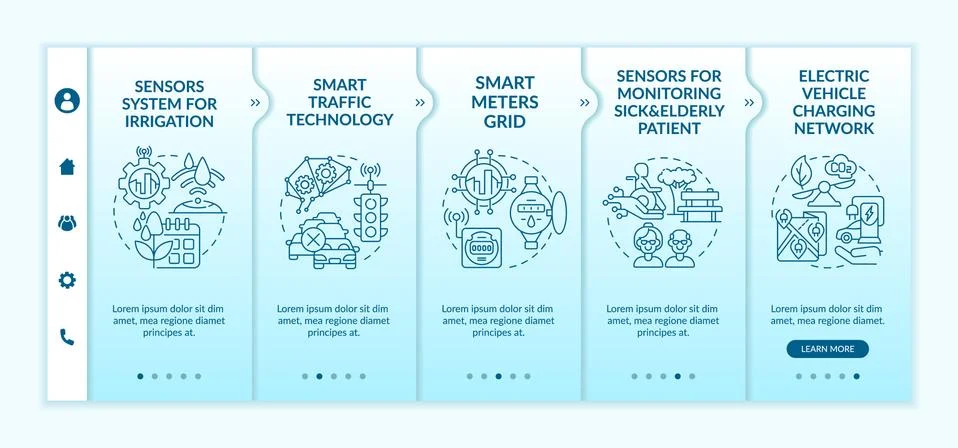 Smart city projects gradient blue onboarding vector template Stock Illustration