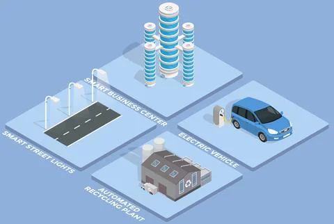 Smart city prototype, integrating several information and communication イラスト素材