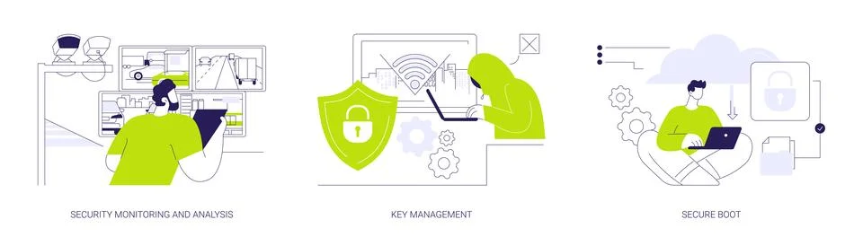 Smart city security abstract concept vector illustrations. Stock Illustration