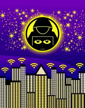 Smart city security problems Stock Illustration