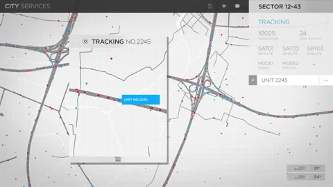 Smart City Services Program Tracks Public Transport Route On Digital Map Stock Footage 271122475