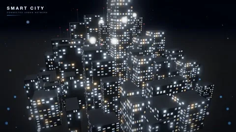 Smart city skyline with network connections orbiting animation Stock Footage 340202962