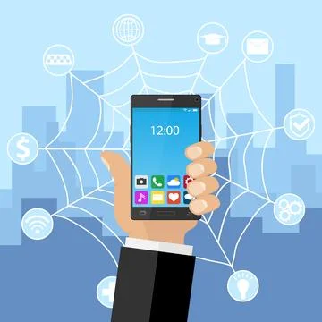 Smart city, a smart city flowchart. Flat design, vector illustration, vector. Ilustración de archivo