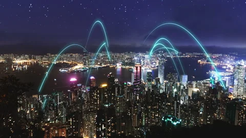 Smart City Speed Network Connections Communication Loop 4k Background Stock Footage 335680951