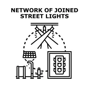 Smart city street light network concept vector Stock Illustration