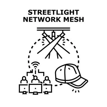 Smart city streetlight network mesh technology concept Stock Illustration
