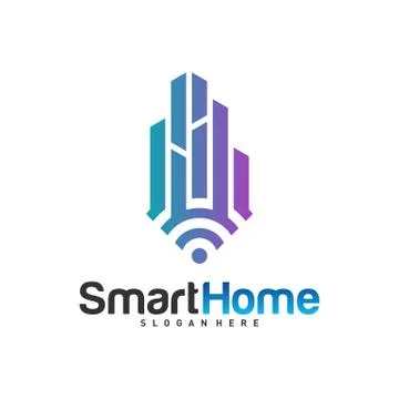 Smart City Tech Logo Vector. City Net Logo Concept Vector. Wifi House Vector  Stock Illustration