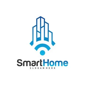 Smart City Tech Logo Vector. City Net Logo Concept Vector. Wifi House Vector  Stock Illustration