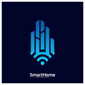 Smart City Tech Logo Vector. City Net Logo Concept Vector. Wifi House Vector  Illustrazione stock