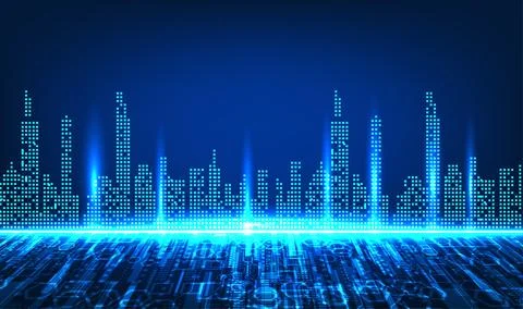 Smart city technology Bringing technology into use in the city to become a .. 스톡 일러스트