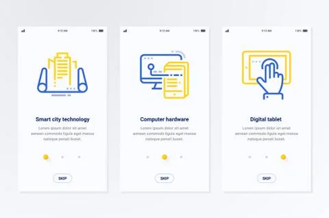 Smart city technology, Computer hardware, Digital Tablet Vertical Cards with Stock Illustration